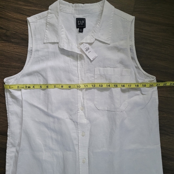 NEW Gap Linen Maxi Shirtdress Large Petite White Button Womens Sleeveless - Picture 9 of 10